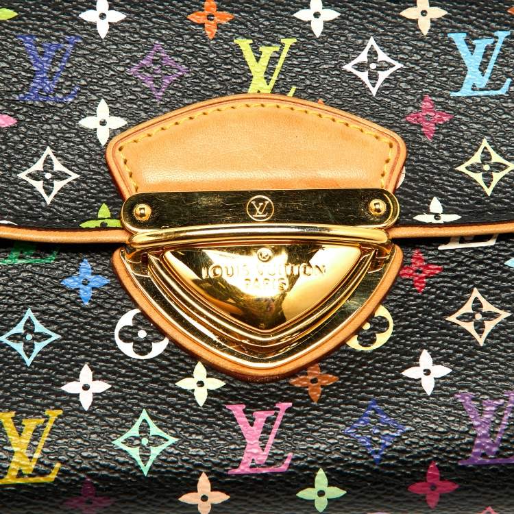 Pre Owned Louis Vuitton Black Monogram Multicolor Monogram Canvas Eugenie Wallet