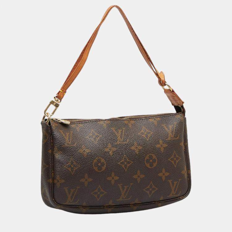 Pre Owned Louis Vuitton Brown Canvas Monogram Pochette Accessoires Shoulder Bag