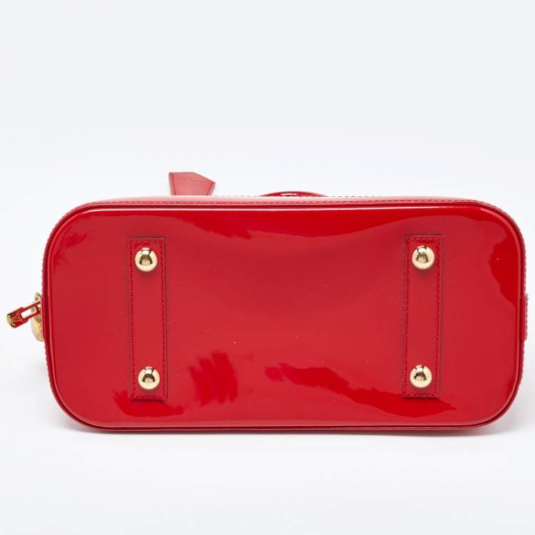 Pre Owned Louis Vuitton Cerise Monogram Vernis Alma PM Bag