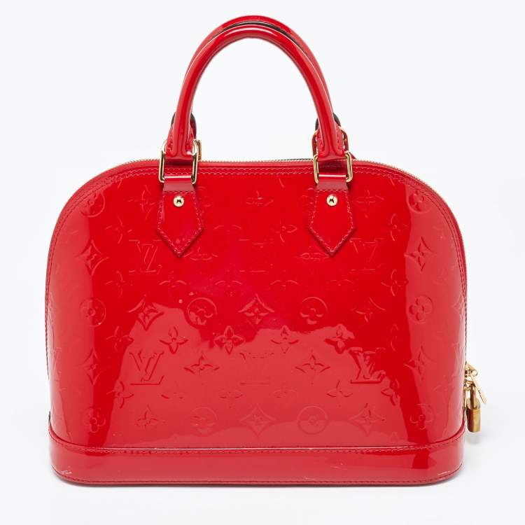 Pre Owned Louis Vuitton Cerise Monogram Vernis Alma PM Bag