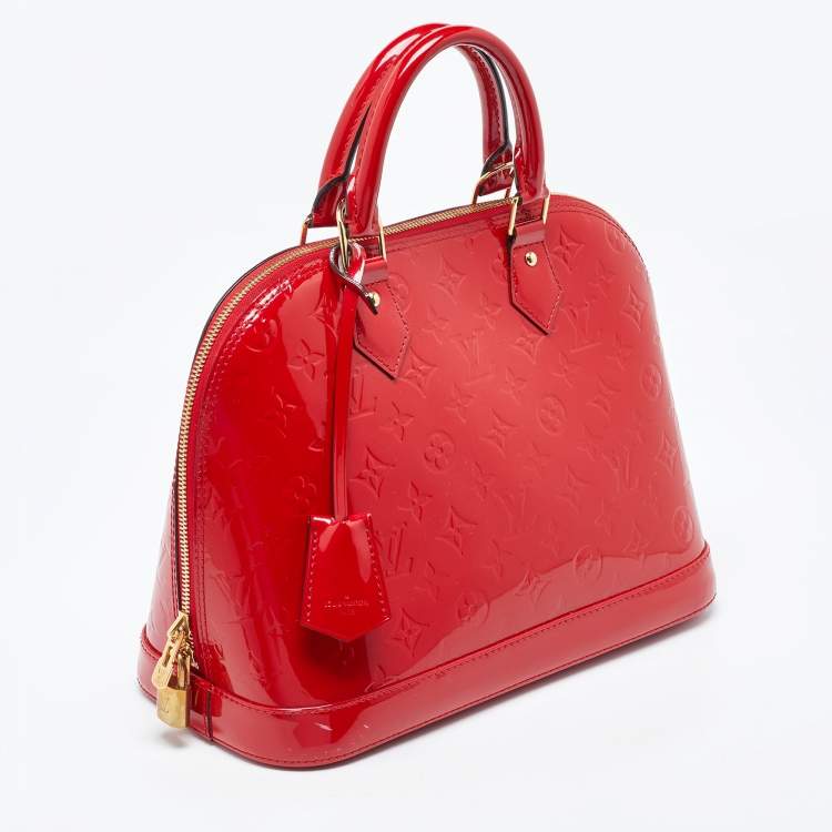 Pre Owned Louis Vuitton Cerise Monogram Vernis Alma PM Bag