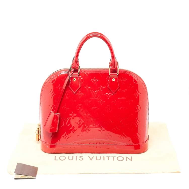 Pre Owned Louis Vuitton Cerise Monogram Vernis Alma PM Bag