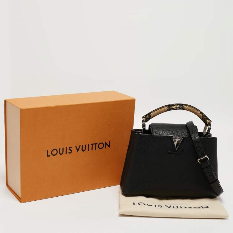 Pre Owned Louis Vuitton Black/Beige Taurillon Leather and Python Capucines BB Bag