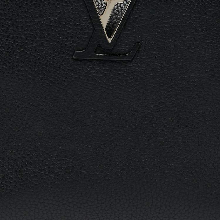 Pre Owned Louis Vuitton Black/Beige Taurillon Leather and Python Capucines BB Bag