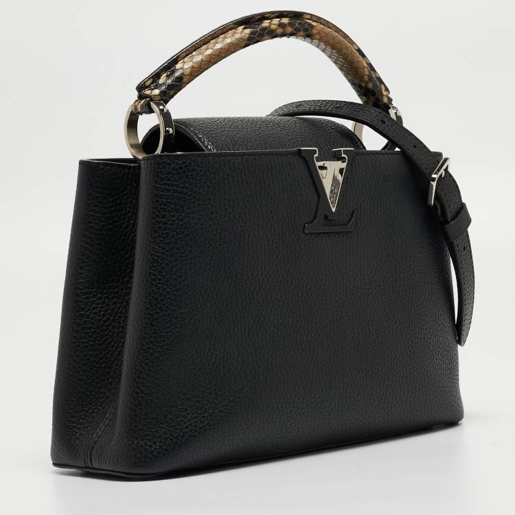 Pre Owned Louis Vuitton Black/Beige Taurillon Leather and Python Capucines BB Bag