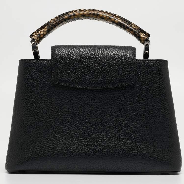 Pre Owned Louis Vuitton Black/Beige Taurillon Leather and Python Capucines BB Bag