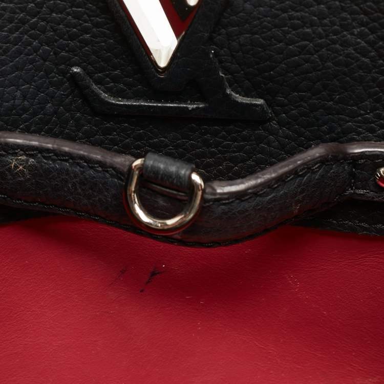 Pre Owned Louis Vuitton Black/Beige Taurillon Leather and Python Capucines BB Bag