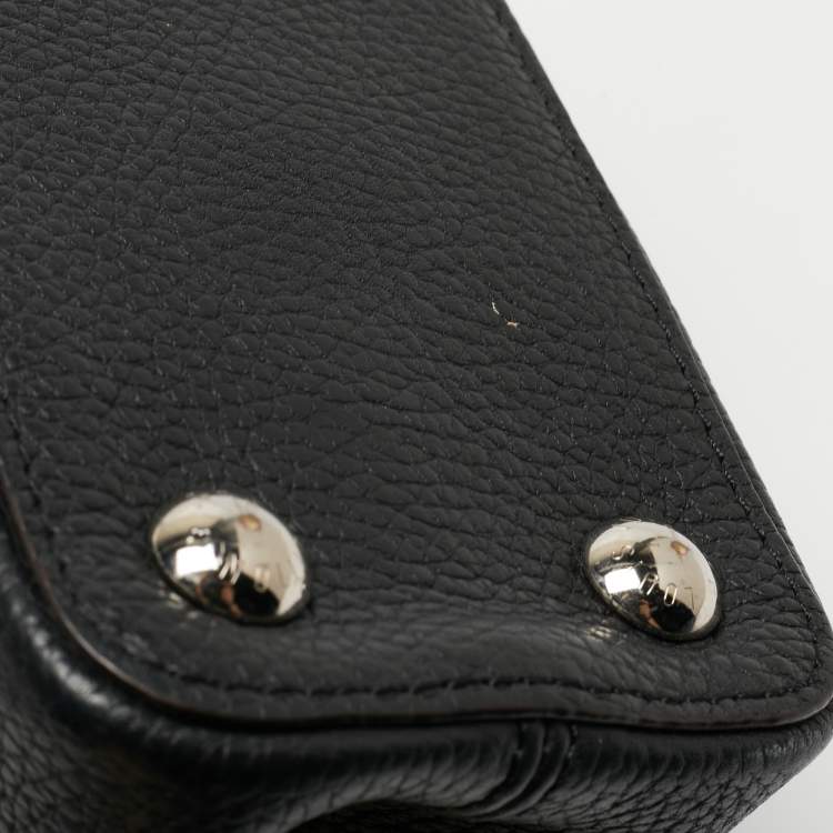 Pre Owned Louis Vuitton Black/Beige Taurillon Leather and Python Capucines BB Bag