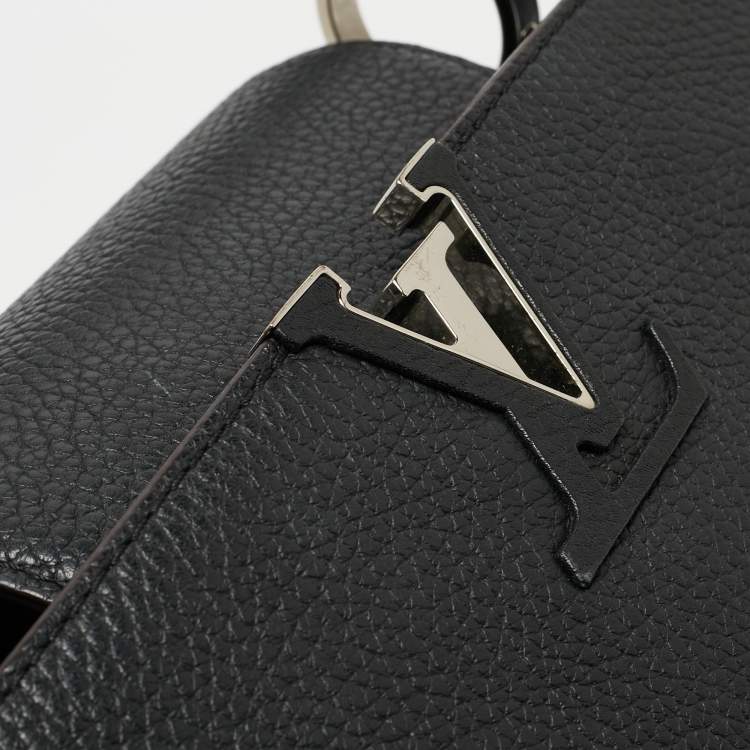 Pre Owned Louis Vuitton Black/Beige Taurillon Leather and Python Capucines BB Bag
