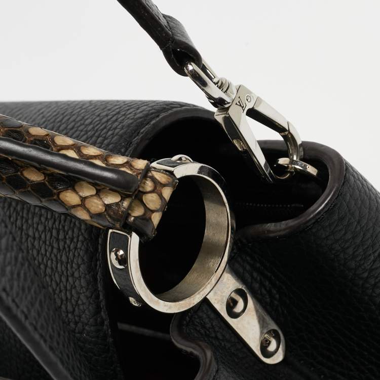 Pre Owned Louis Vuitton Black/Beige Taurillon Leather and Python Capucines BB Bag