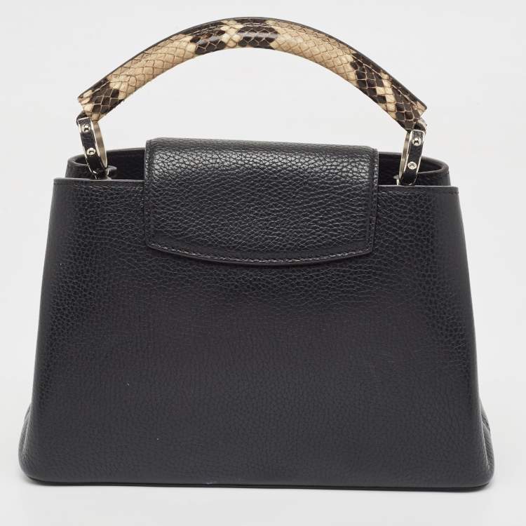 Pre Owned Louis Vuitton Black/Beige Taurillon Leather and Python Capucines BB Bag