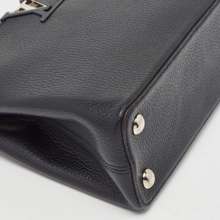 Pre Owned Louis Vuitton Black/Beige Taurillon Leather and Python Capucines BB Bag