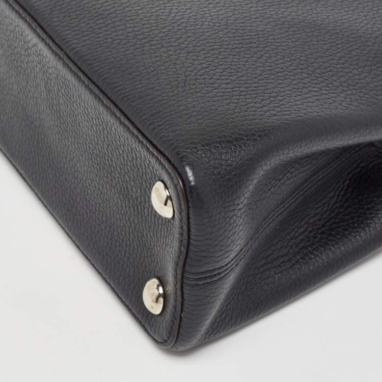 Pre Owned Louis Vuitton Black/Beige Taurillon Leather and Python Capucines BB Bag