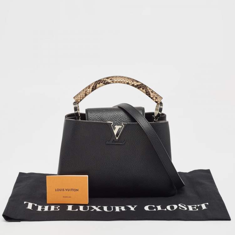 Pre Owned Louis Vuitton Black/Beige Taurillon Leather and Python Capucines BB Bag