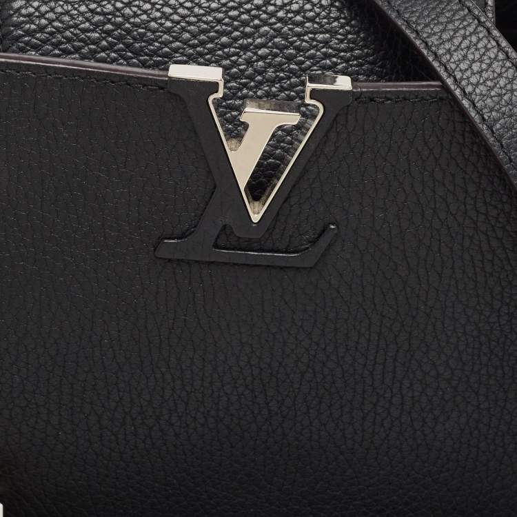 Pre Owned Louis Vuitton Black/Beige Taurillon Leather and Python Capucines BB Bag