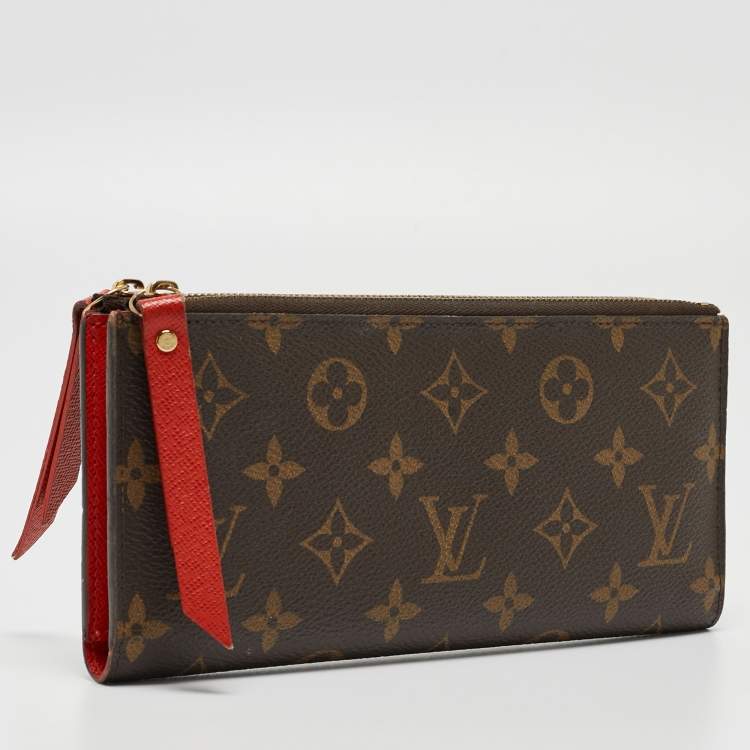 Pre Owned Louis Vuitton Coquelicot Monogram Canvas Adele Wallet