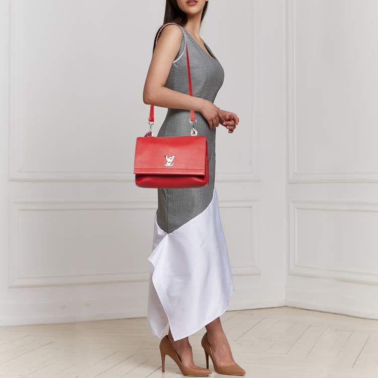 Pre Owned Louis Vuitton Rubis Leather Lockme II Bag