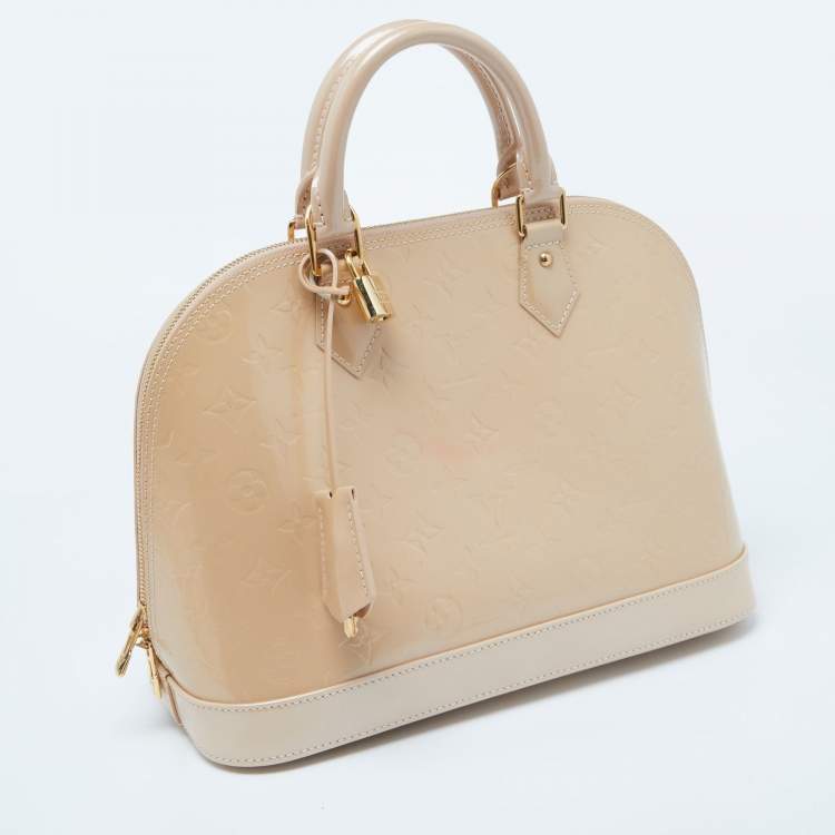Pre Owned Louis Vuitton Rose Florentine Monogram Vernis Alma PM Bag