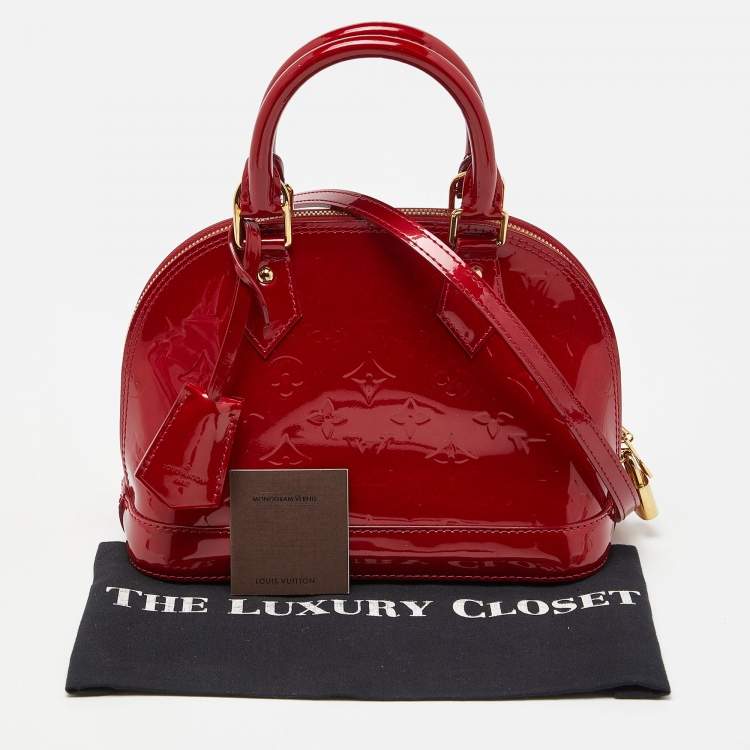 Pre Owned Louis Vuitton Cerise Monogram Vernis Alma BB Bag