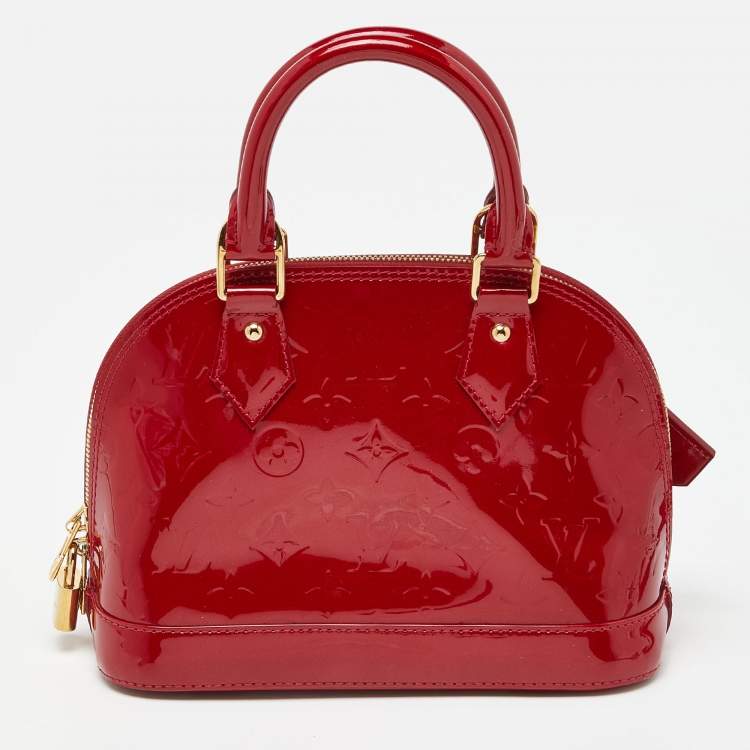 Pre Owned Louis Vuitton Cerise Monogram Vernis Alma BB Bag