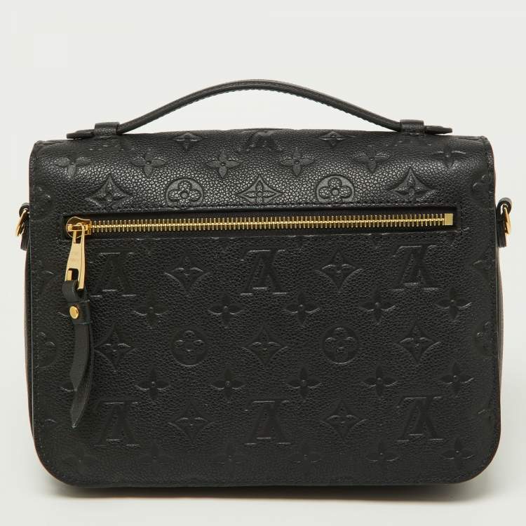 Pre Owned Louis Vuitton Black Monogram Empreinte Leather Pochette Metis Bag