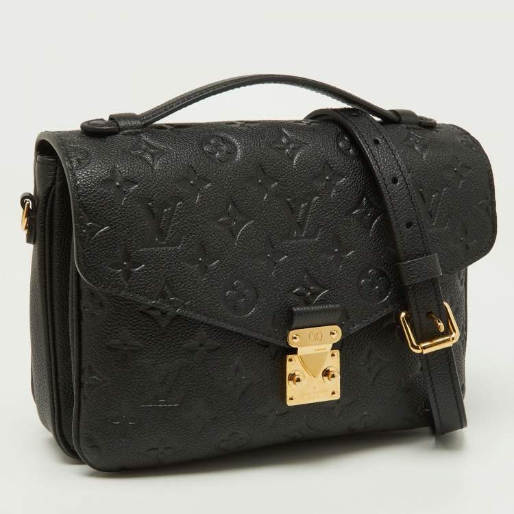 Pre Owned Louis Vuitton Black Monogram Empreinte Leather Pochette Metis Bag