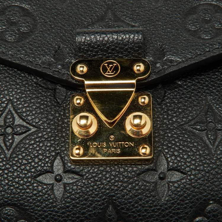 Pre Owned Louis Vuitton Black Monogram Empreinte Leather Pochette Metis Bag