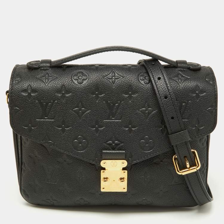 Pre Owned Louis Vuitton Black Monogram Empreinte Leather Pochette Metis Bag