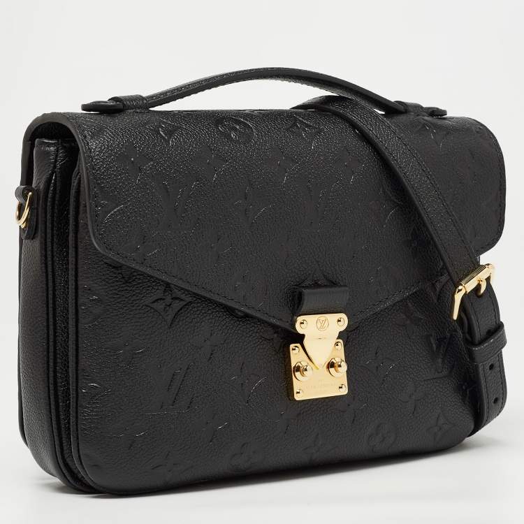 Pre Owned Louis Vuitton Black Monogram Empreinte Leather Pochette Metis Bag