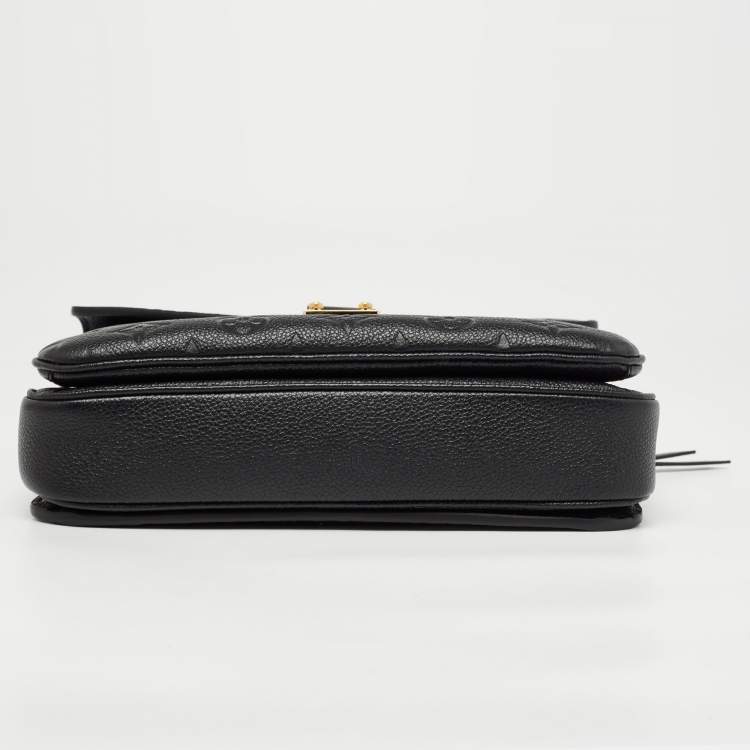 Pre Owned Louis Vuitton Black Monogram Empreinte Leather Pochette Metis Bag