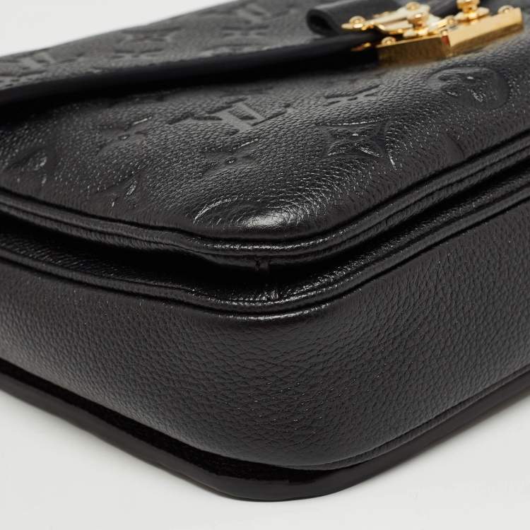 Pre Owned Louis Vuitton Black Monogram Empreinte Leather Pochette Metis Bag