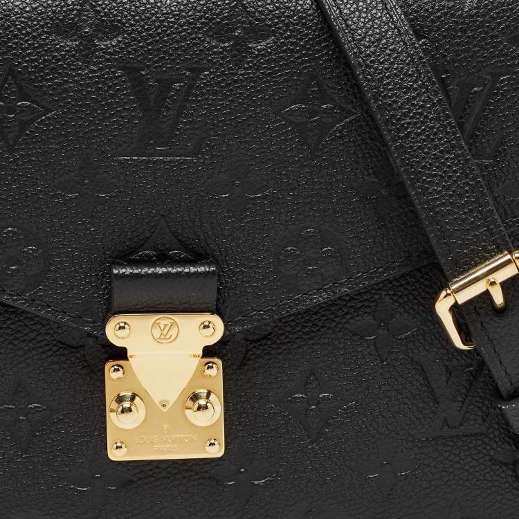 Pre Owned Louis Vuitton Black Monogram Empreinte Leather Pochette Metis Bag