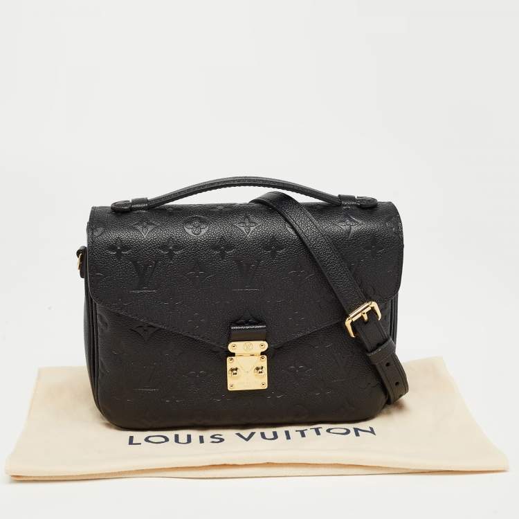 Pre Owned Louis Vuitton Black Monogram Empreinte Leather Pochette Metis Bag