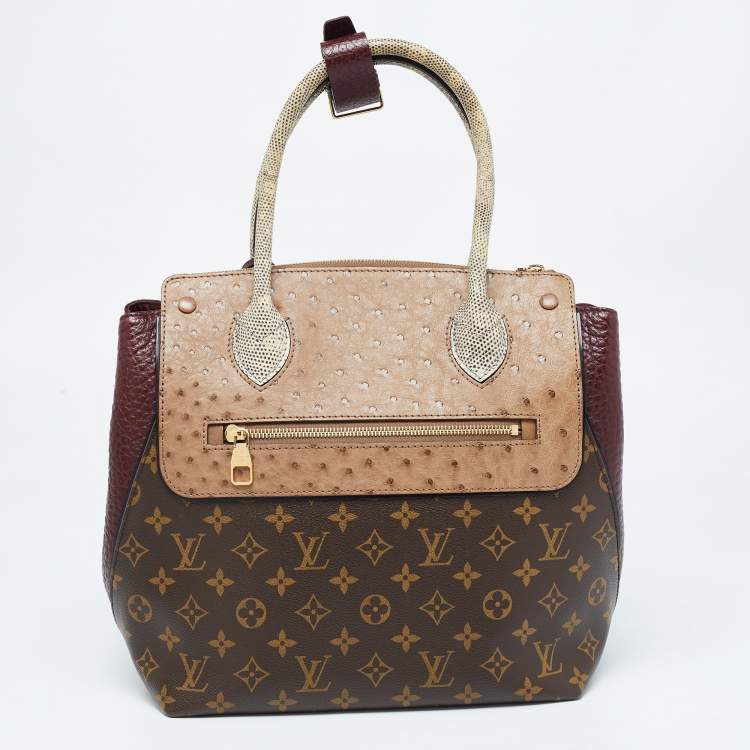 Pre Owned Louis Vuitton Exotique Monogram Lizard,Ostrich and Leather Limited Edition Majestueux MM Bag
