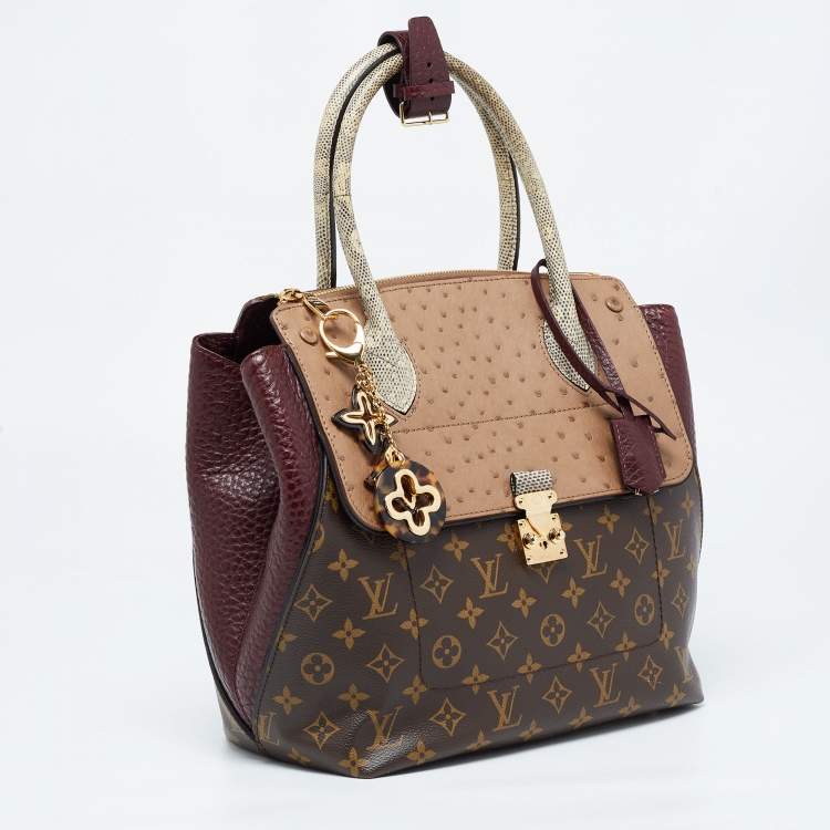 Pre Owned Louis Vuitton Exotique Monogram Lizard,Ostrich and Leather Limited Edition Majestueux MM Bag