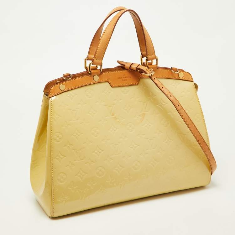 Pre Owned Louis Vuitton Blanc Corail Monogram Vernis Brea GM Bag