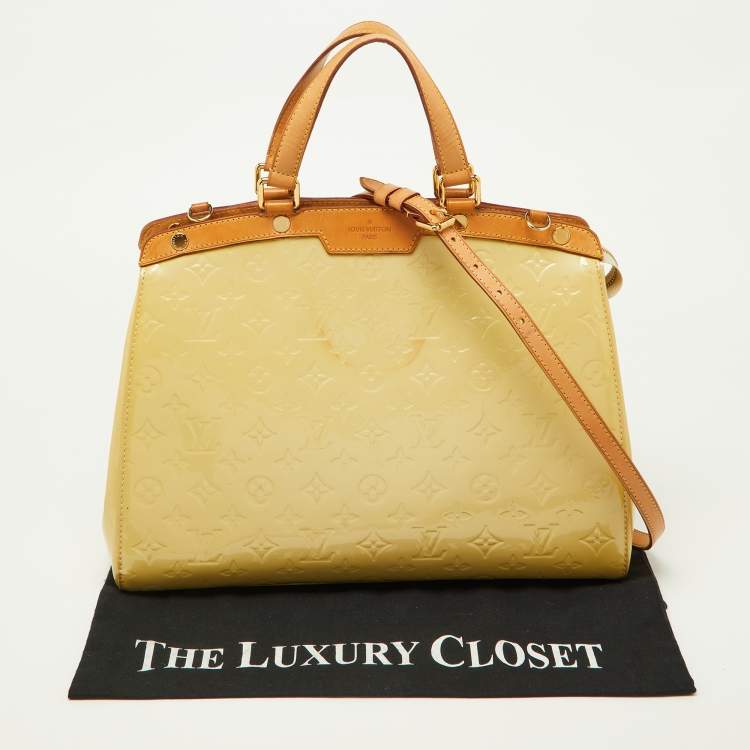 Pre Owned Louis Vuitton Blanc Corail Monogram Vernis Brea GM Bag