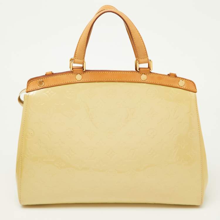 Pre Owned Louis Vuitton Blanc Corail Monogram Vernis Brea GM Bag