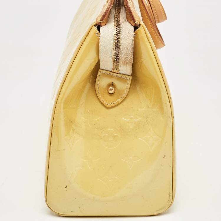 Pre Owned Louis Vuitton Jaune Passion Monogram Vernis Brea MM Bag