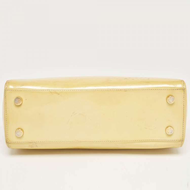 Pre Owned Louis Vuitton Jaune Passion Monogram Vernis Brea MM Bag