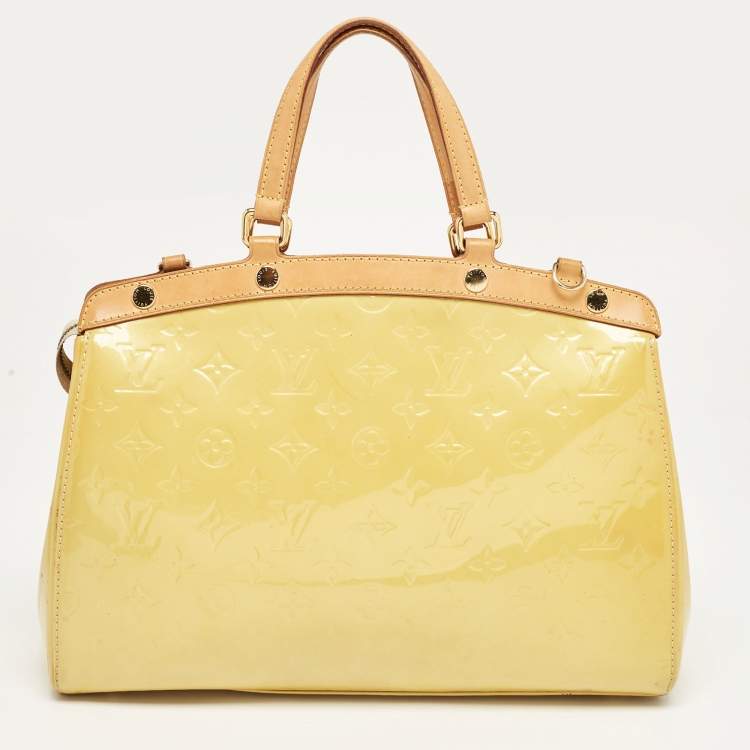 Pre Owned Louis Vuitton Jaune Passion Monogram Vernis Brea MM Bag