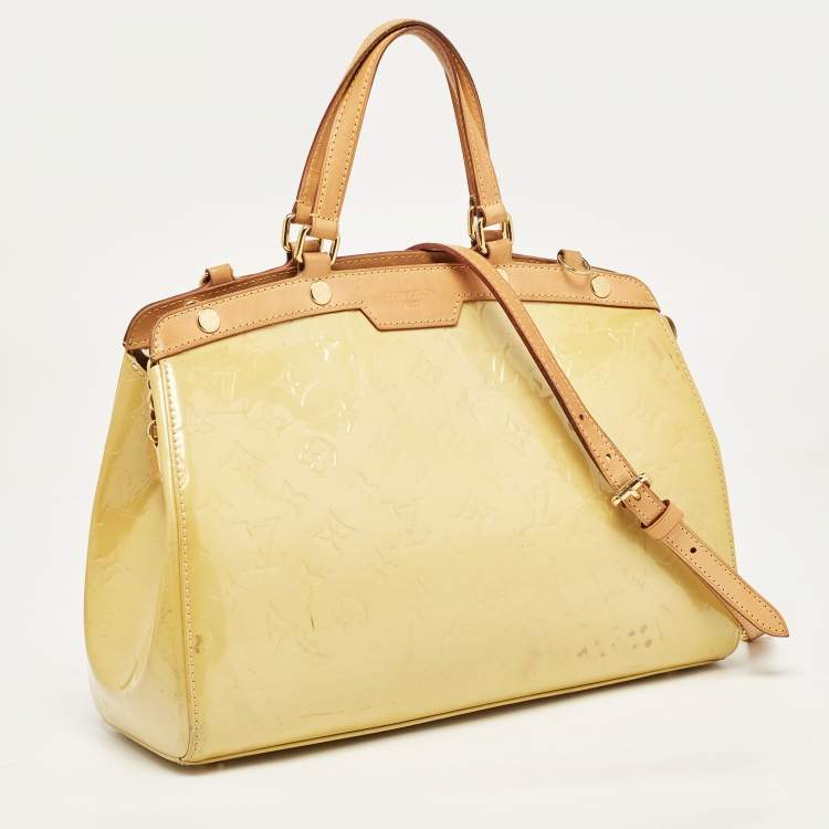 Pre Owned Louis Vuitton Jaune Passion Monogram Vernis Brea MM Bag