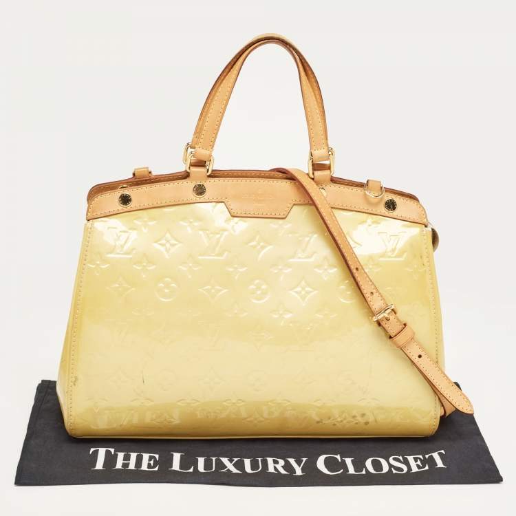 Pre Owned Louis Vuitton Jaune Passion Monogram Vernis Brea MM Bag