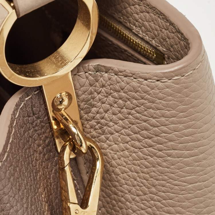 Pre Owned Louis Vuitton Galet/Creme Monogram Flower Taurillon Leather Capucines BB Bag