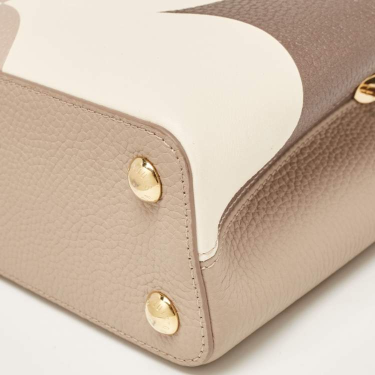 Pre Owned Louis Vuitton Galet/Creme Monogram Flower Taurillon Leather Capucines BB Bag