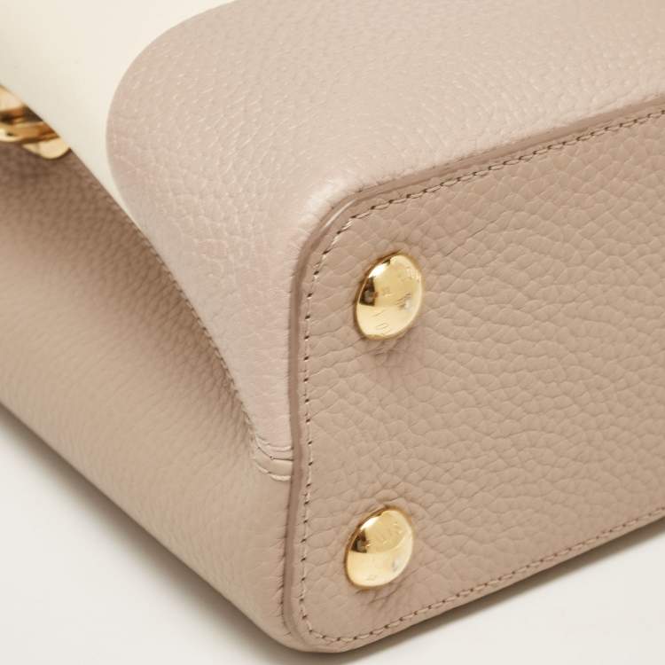 Pre Owned Louis Vuitton Galet/Creme Monogram Flower Taurillon Leather Capucines BB Bag