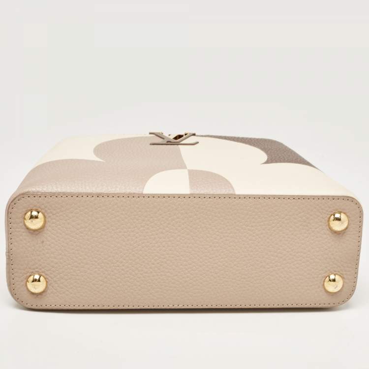Pre Owned Louis Vuitton Galet/Creme Monogram Flower Taurillon Leather Capucines BB Bag