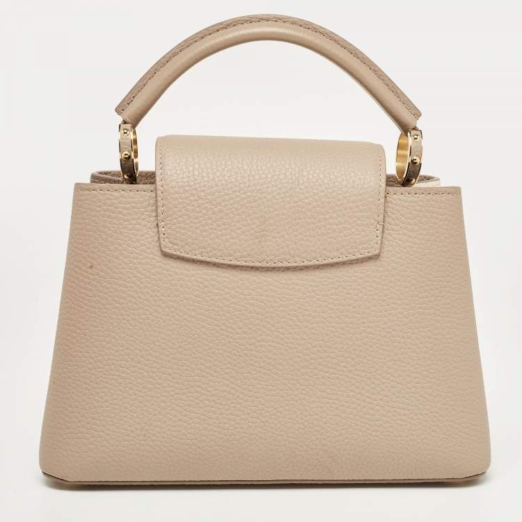 Pre Owned Louis Vuitton Galet/Creme Monogram Flower Taurillon Leather Capucines BB Bag