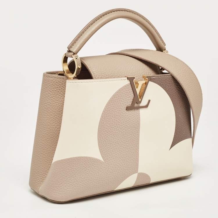Pre Owned Louis Vuitton Galet/Creme Monogram Flower Taurillon Leather Capucines BB Bag