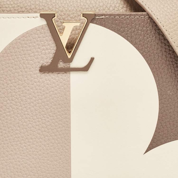 Pre Owned Louis Vuitton Galet/Creme Monogram Flower Taurillon Leather Capucines BB Bag